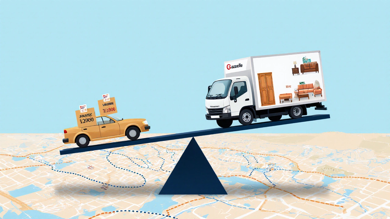 Весы цен: дешёвый переезд с коробками против полного пакета с мебелью.