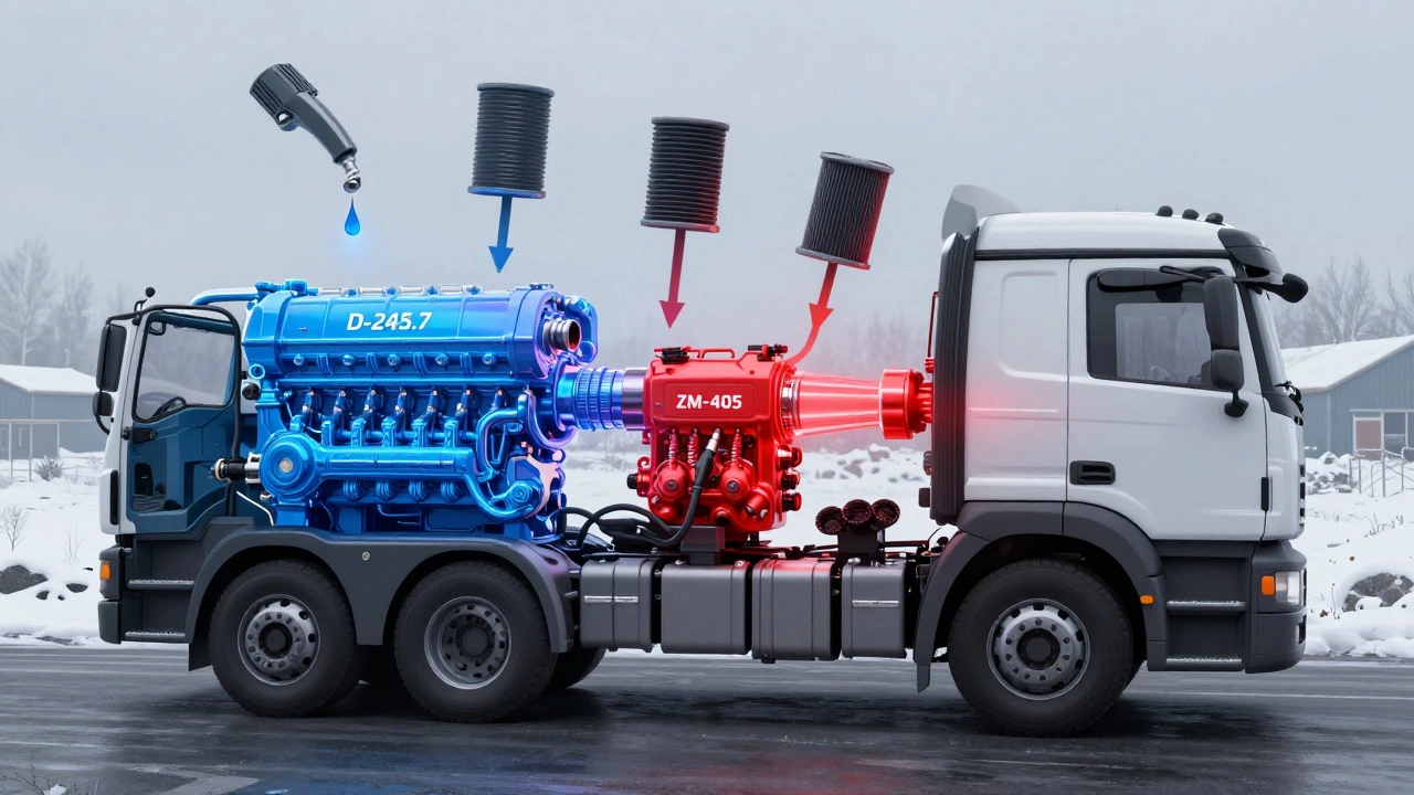 Прозрачный двигатель ГАЗели: синий дизельный мотор живет дольше красного бензинового, с потоками обслуживания.