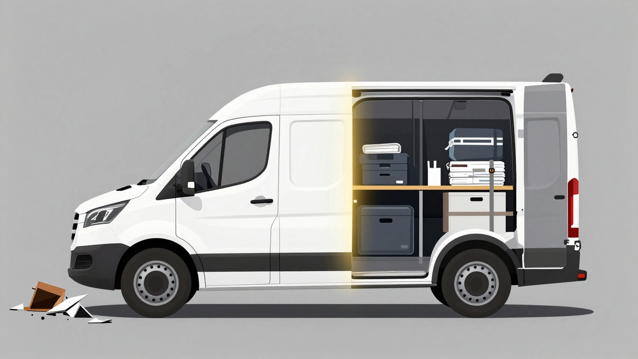 Символическая композиция: упорядоченный груз в Газели против хаоса офиса.