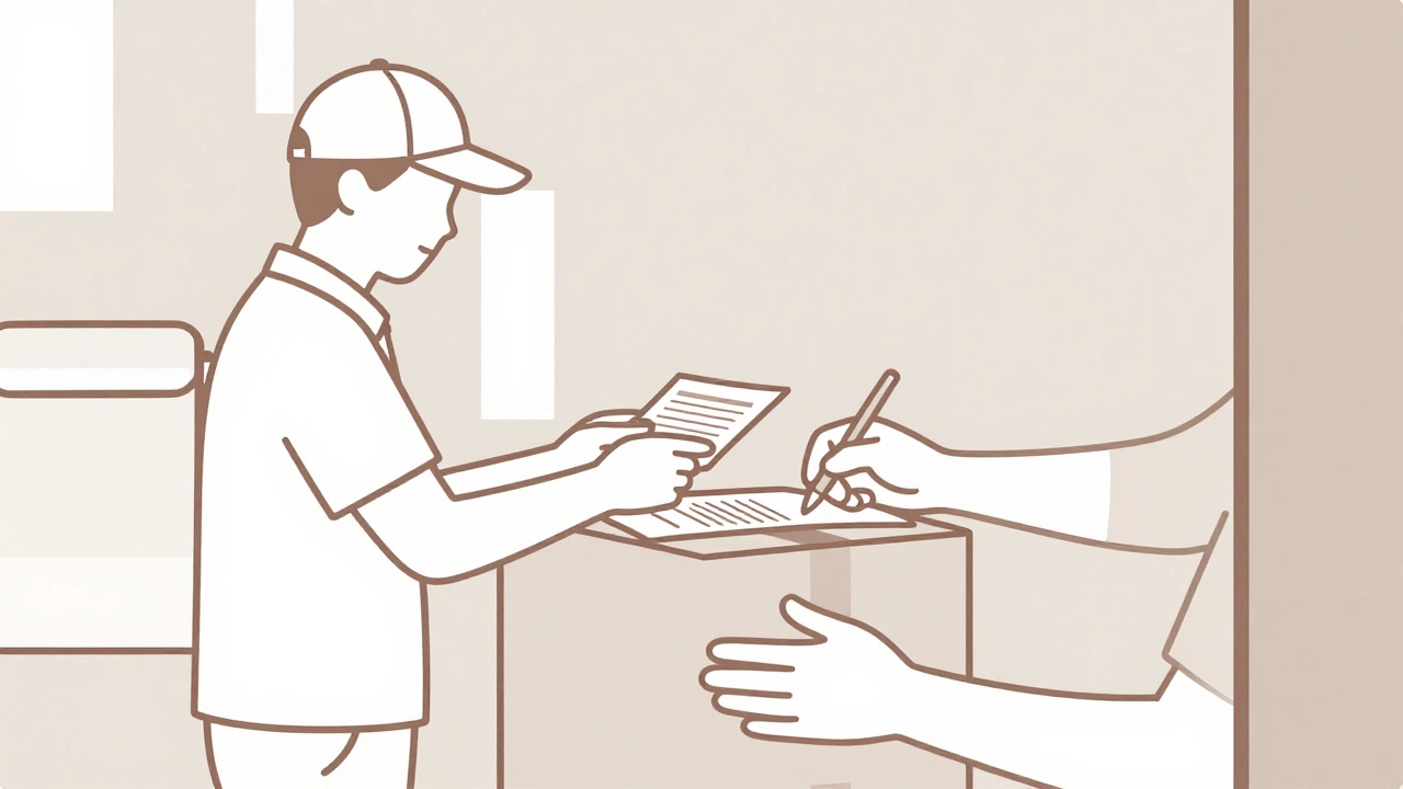 Водитель и отправитель проверяют груз и подписывают накладную.