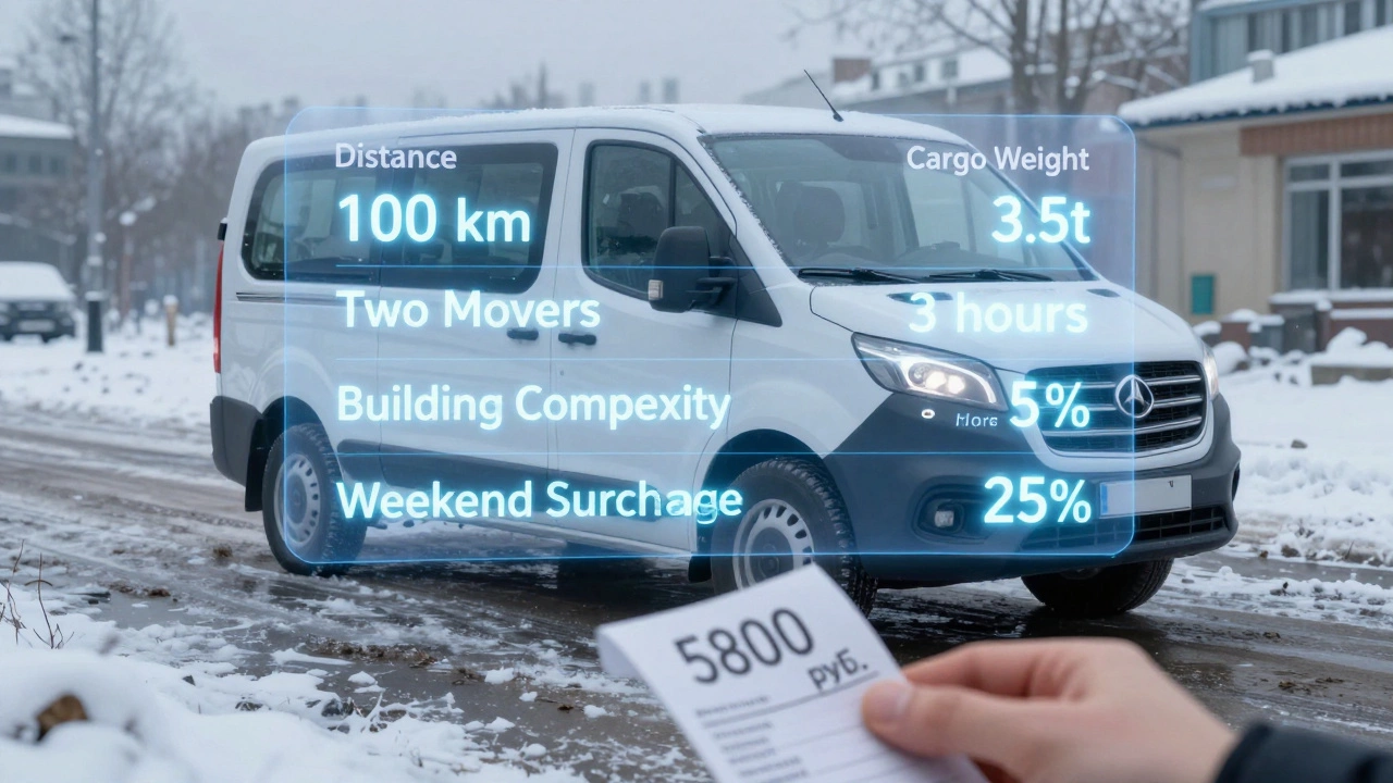 Прозрачная схема цен на ГАЗель с грузчиками: расстояние, вес, время, сложность и надбавка за выходные.
