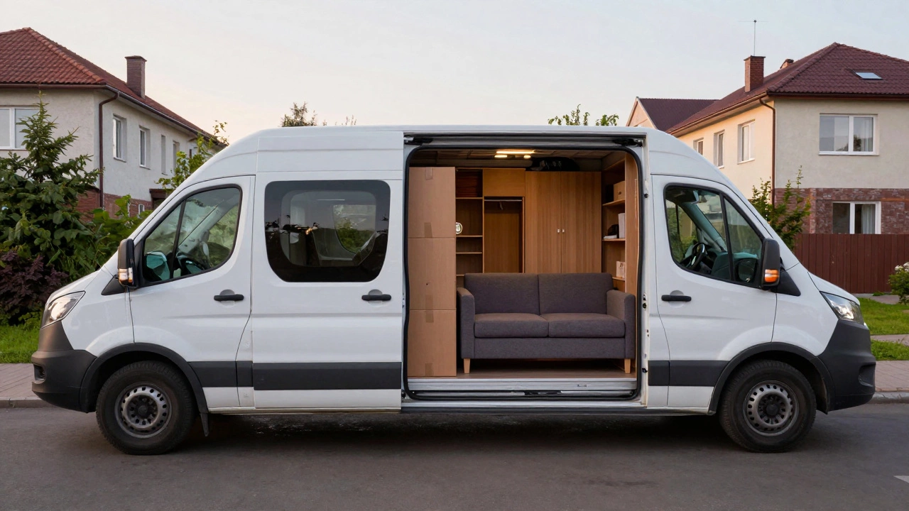 Газель Next с удлиненной базой, загруженная мебелью для переезда
