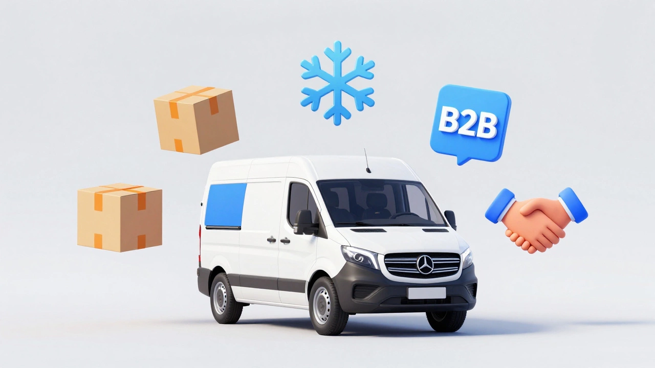 Иллюстрация Газели с иконками различных видов перевозок и услуг