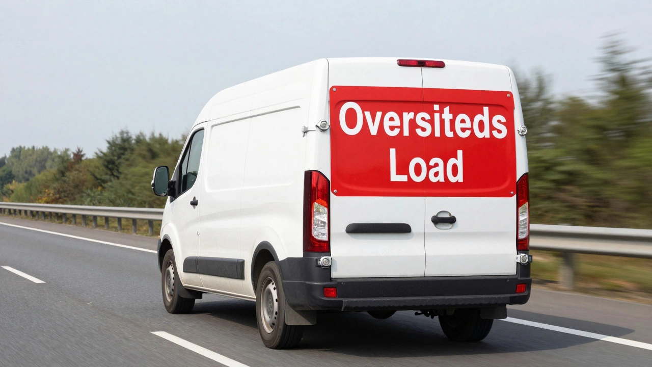 Задняя часть Газели с длинным грузом и знаком «Крупногабаритный груз»