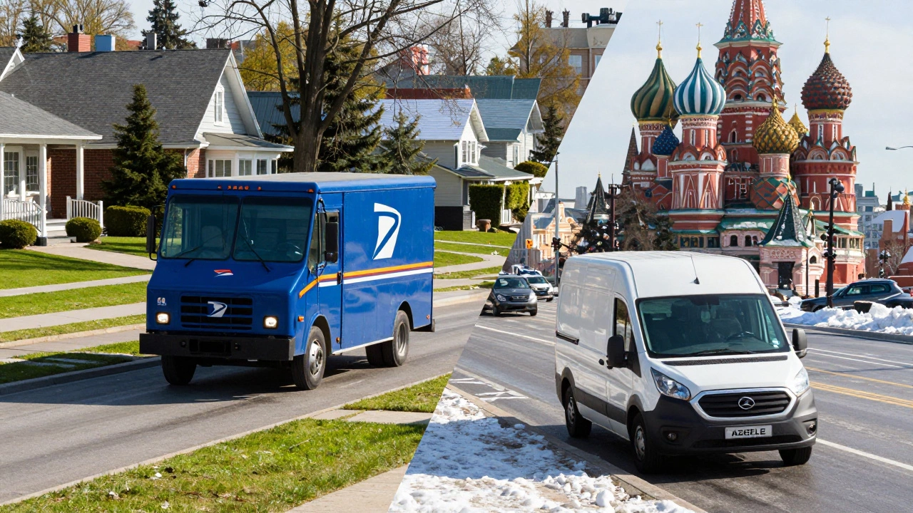 Сравнение почтовой машины USPS в США и Газели в России